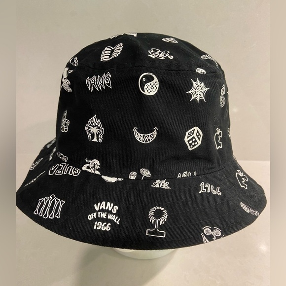 Vans Off The Wall Black And White Bucket Hat Skater Hat - Picture 10 of 15